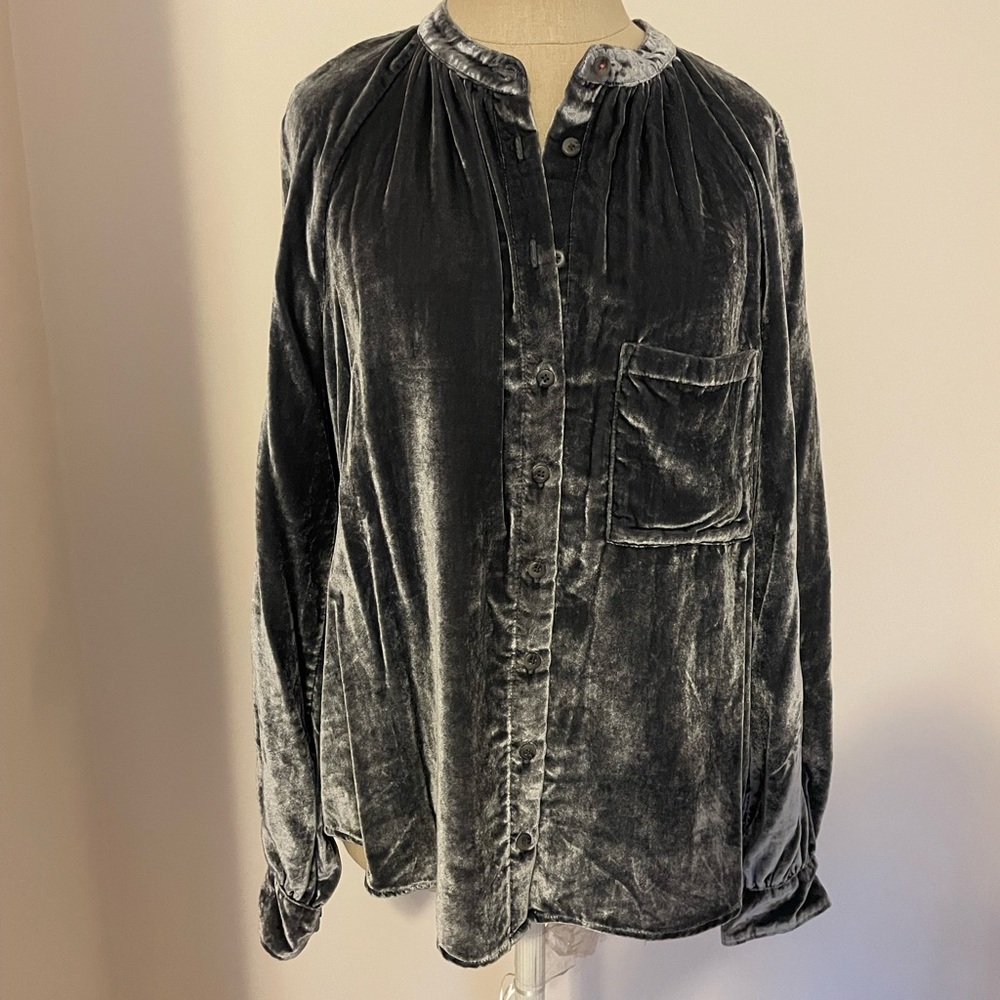 Pilcro velvet button down blouse